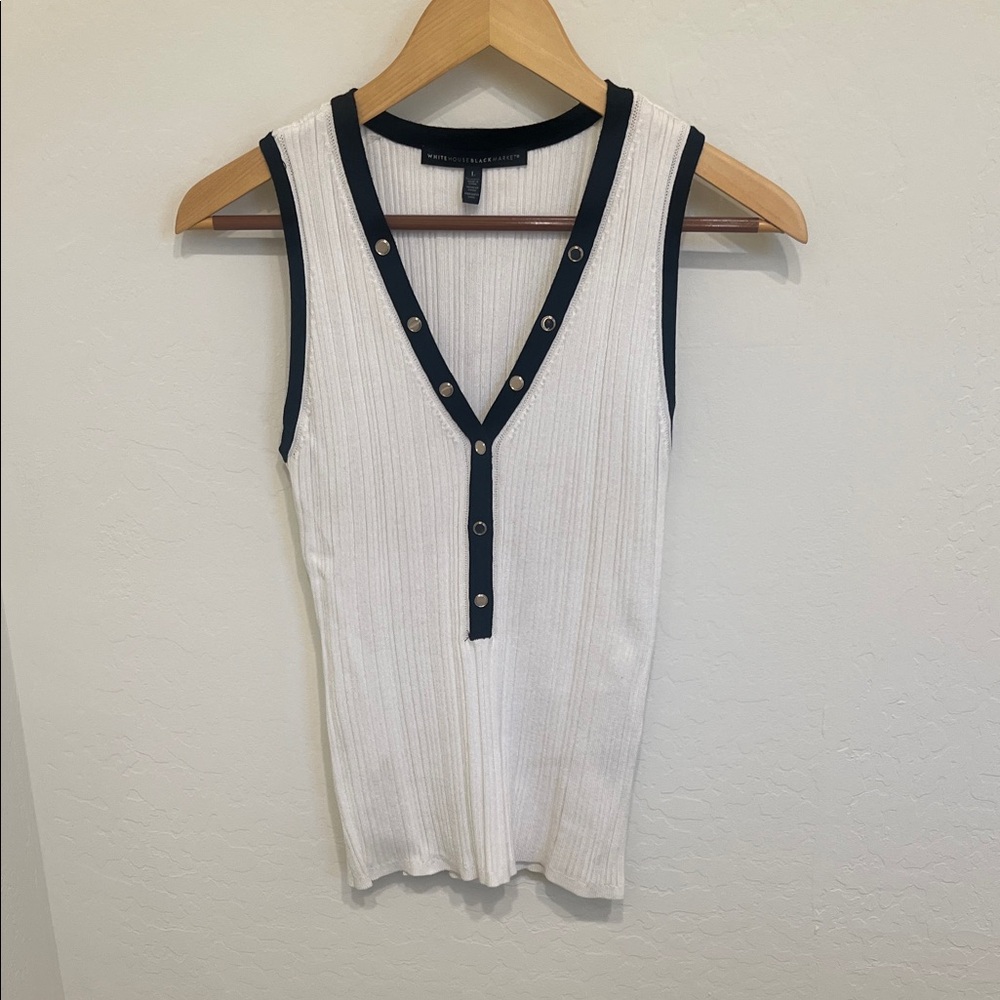 White House Black Market Ribbed V-Neck Tank Top